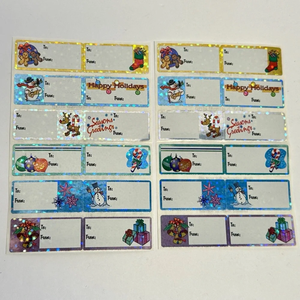 24‎ Self-Adhesive Christmas Gift Tags 2 Sheets Holiday Gift Stickers